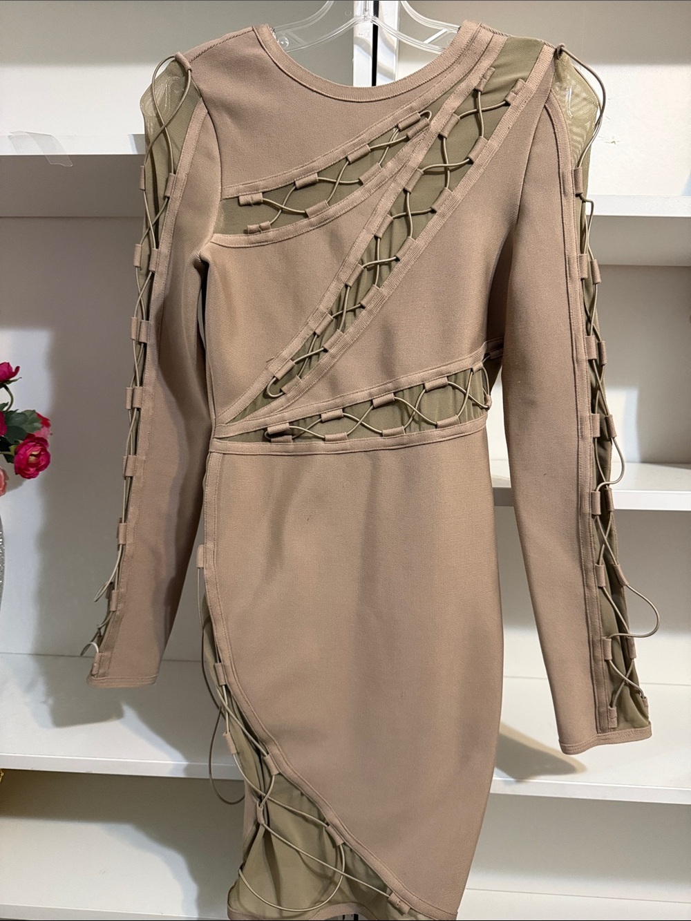 HERA Collection Taupe Bodycon Dress SM - Picture 2 of 10